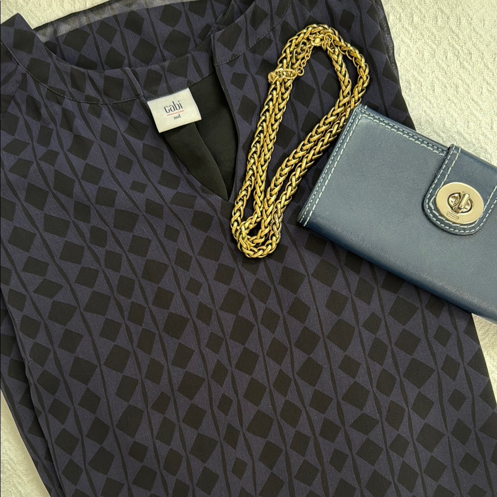 Cabi Blue & Black Geometric Dress